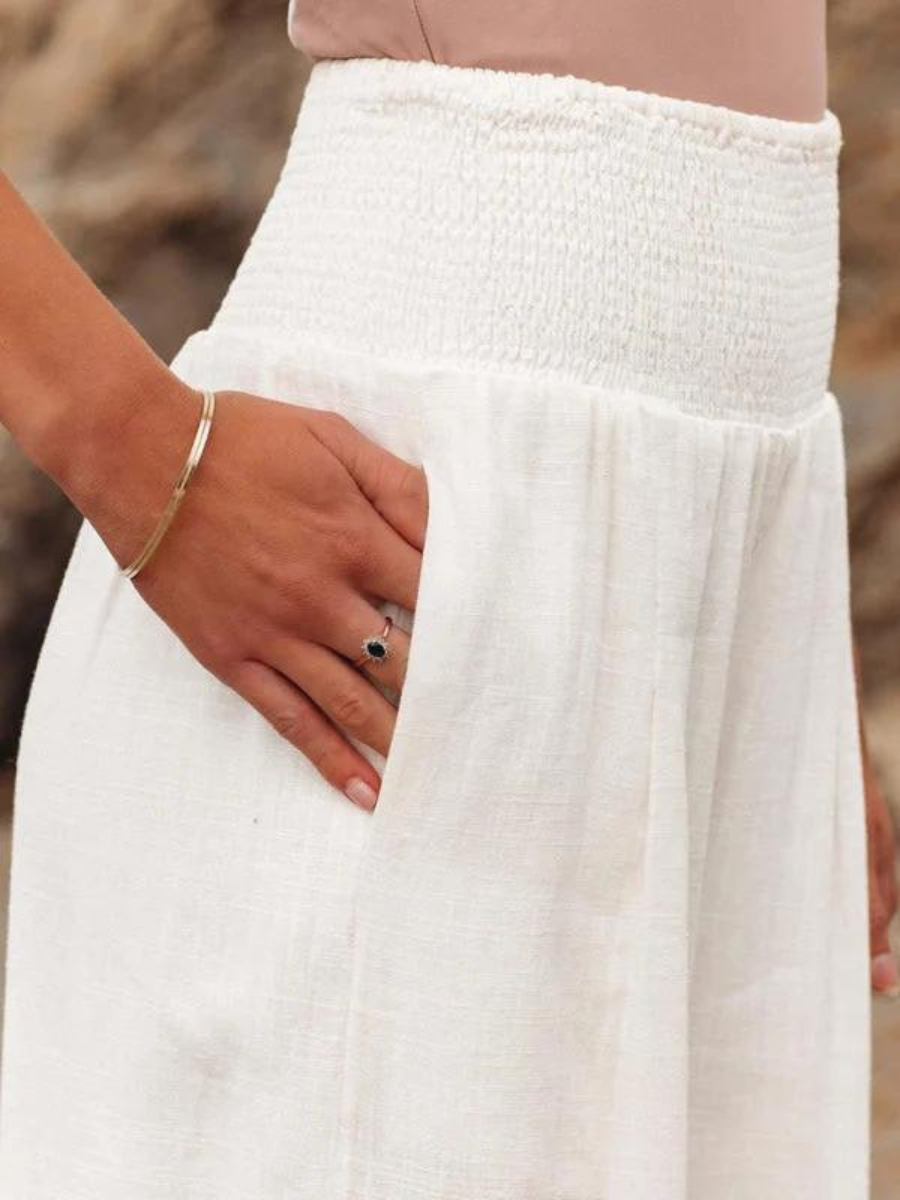 Alma | Pantalón palazzo de cintura fruncida