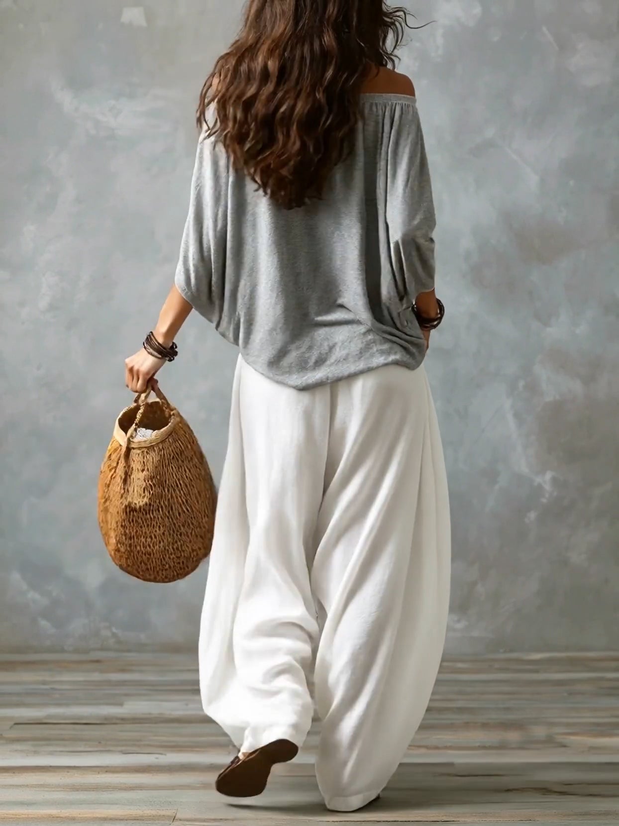 Sol- Conjunto de hombros descubiertos y pantalón fluido