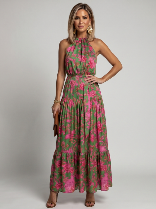 Vittoria | Vestido largo floral con escote halter