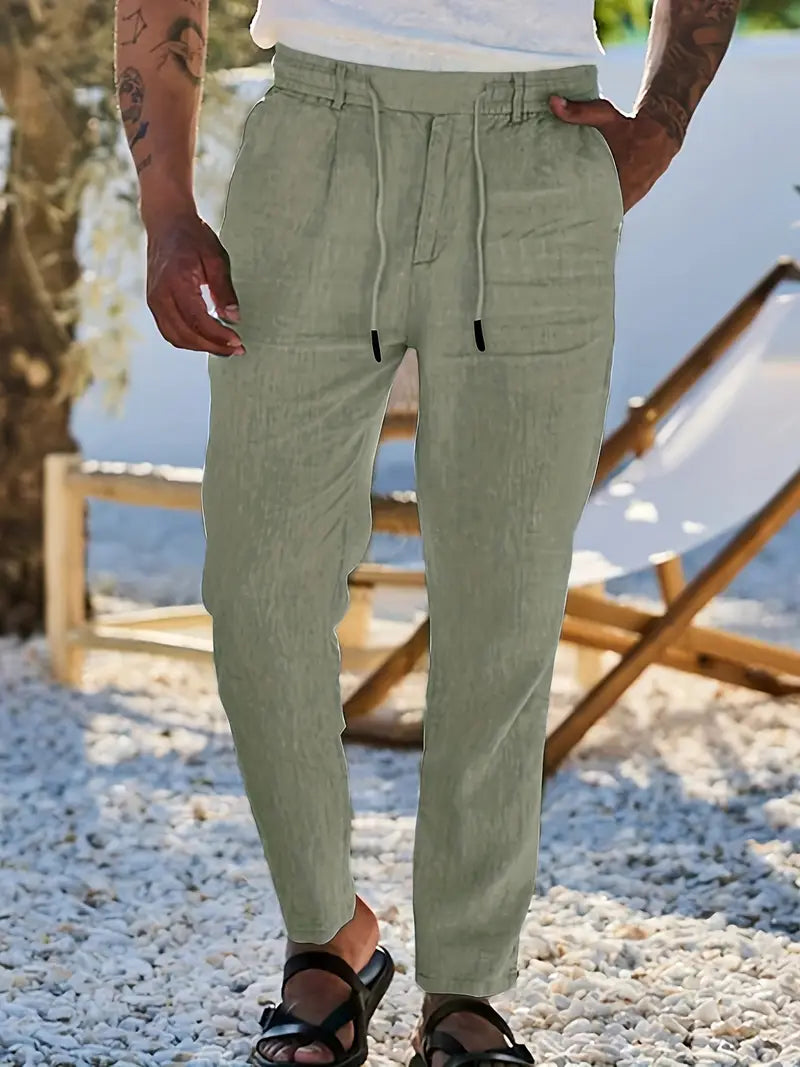 Pantalón Levante | Lino con Pinzas y Cintura Ajustable