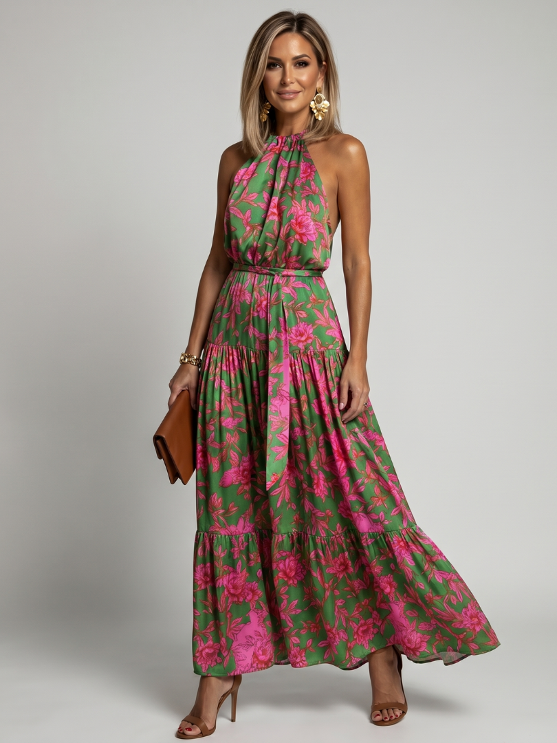 Vittoria | Vestido largo floral con escote halter