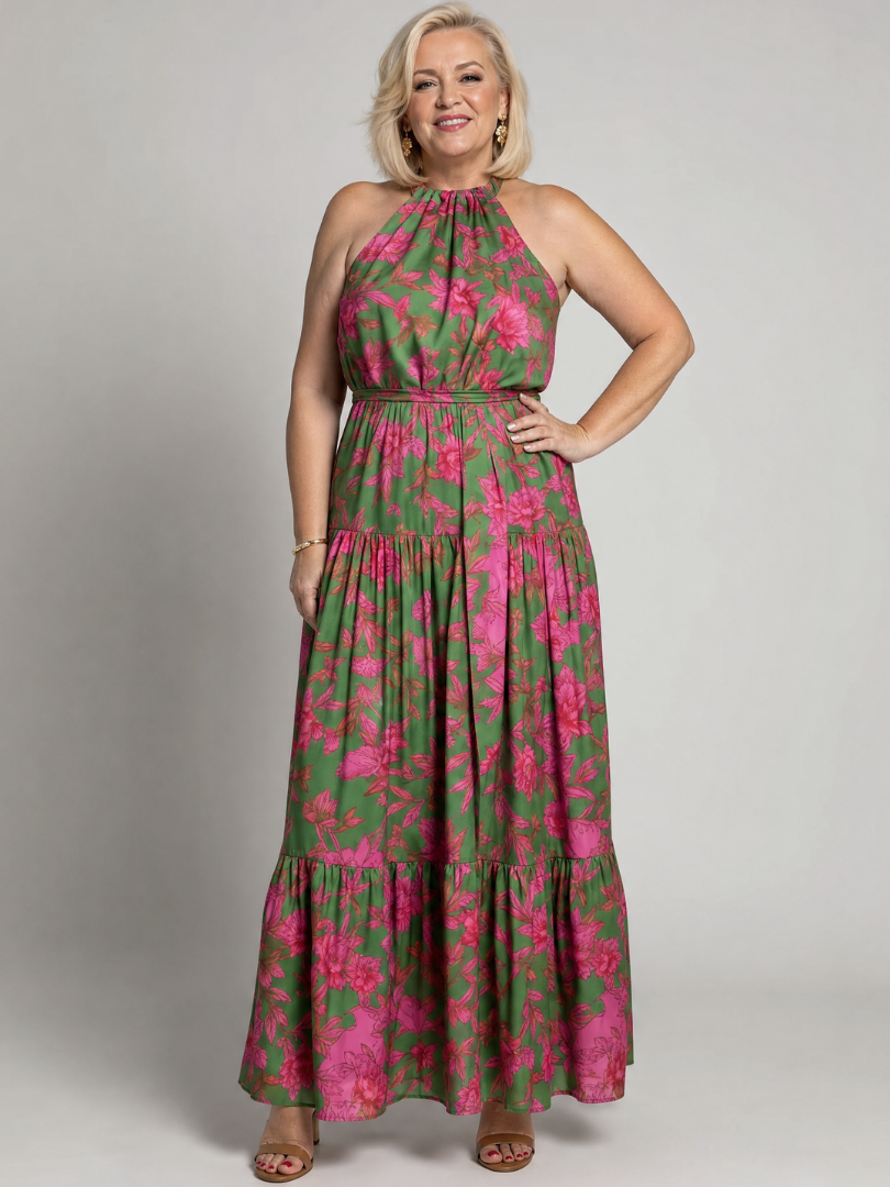 Vittoria | Vestido largo floral con escote halter