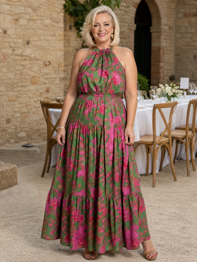 Vittoria | Vestido largo floral con escote halter