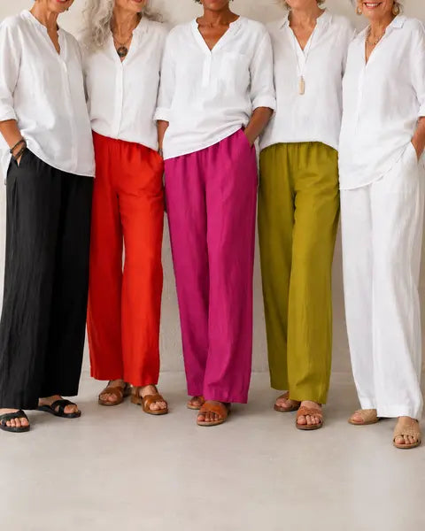 Amalia - Pantalón fluido de algodón y lino