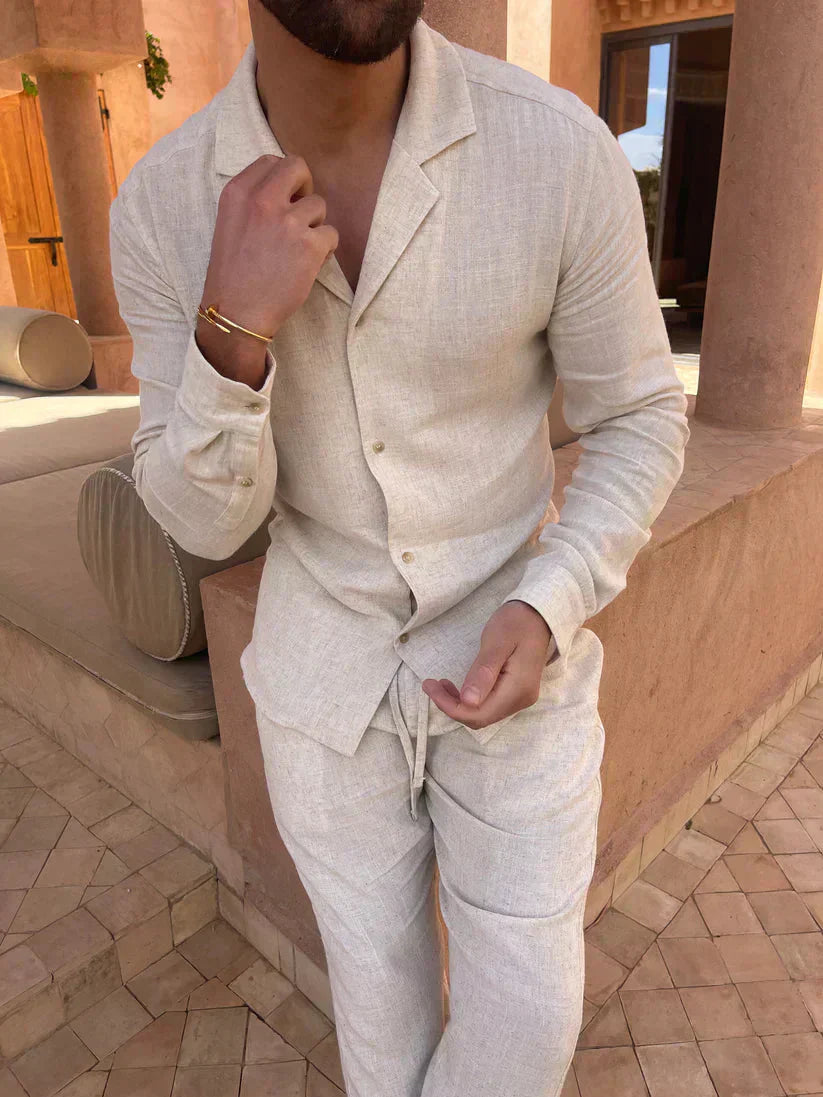 Sorrento | Conjunto premium de lino con cuello cubano