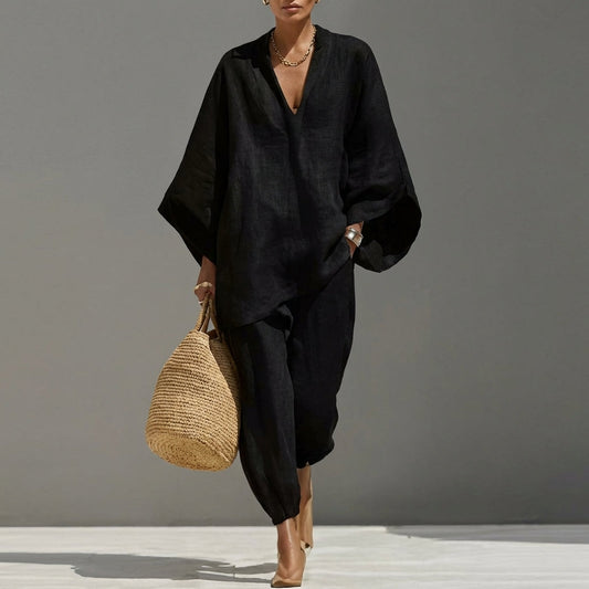 Marina | Conjunto casual de dos piezas para mujer con escote en V