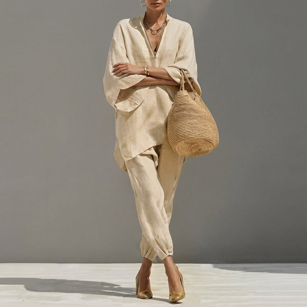 Marina | Conjunto casual de dos piezas para mujer con escote en V