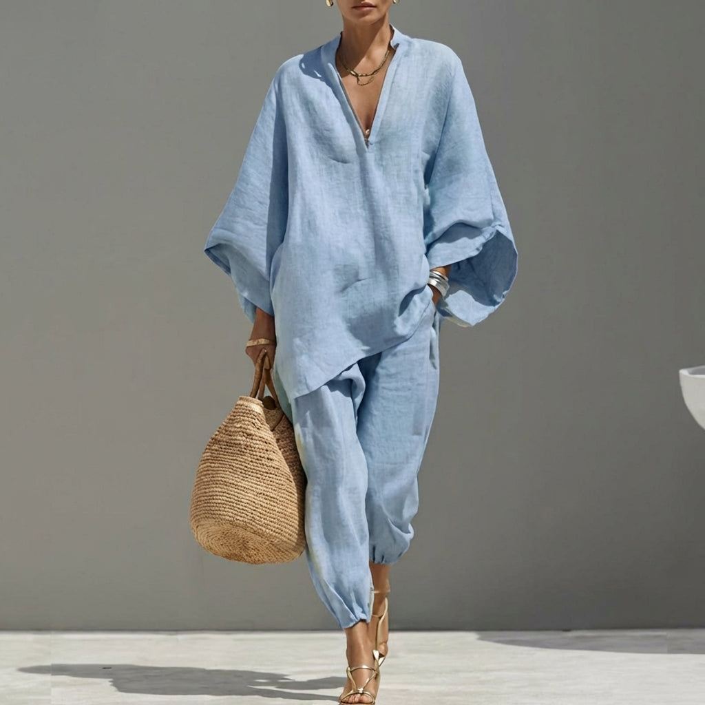 Marina | Conjunto casual de dos piezas para mujer con escote en V