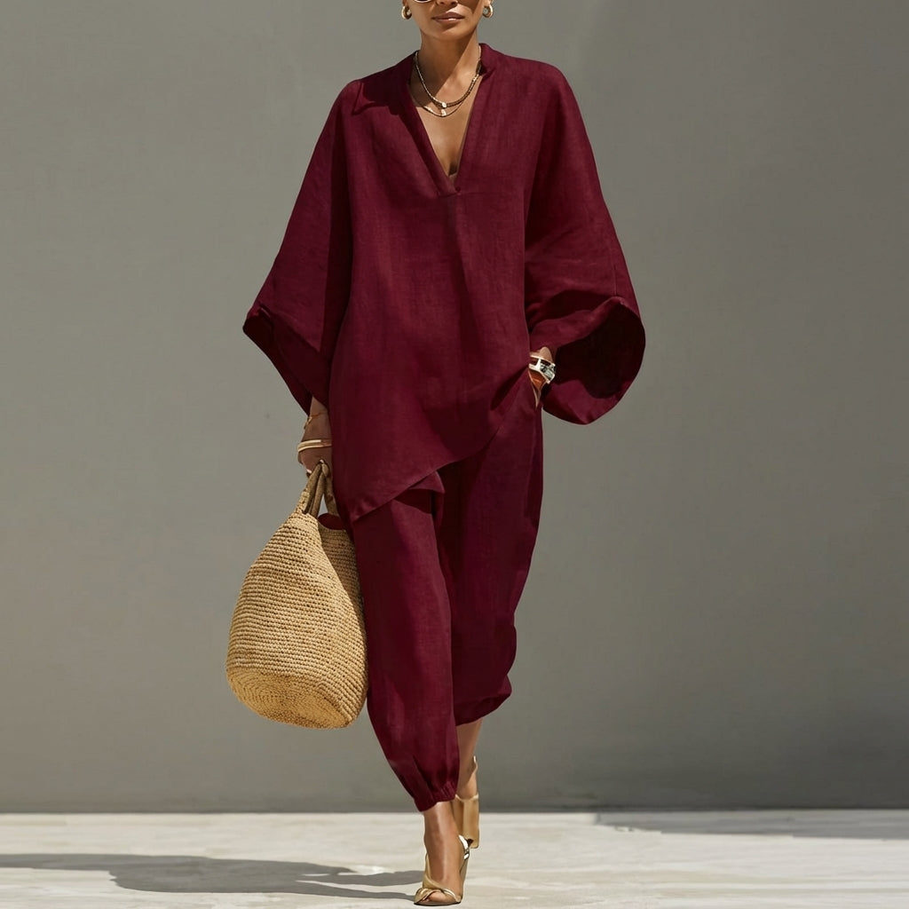 Marina | Conjunto casual de dos piezas para mujer con escote en V