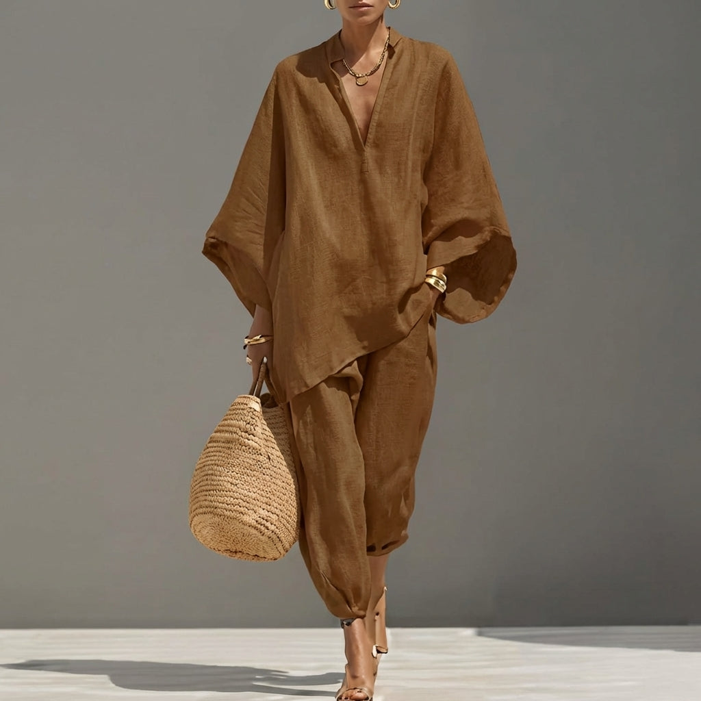Marina | Conjunto casual de dos piezas para mujer con escote en V