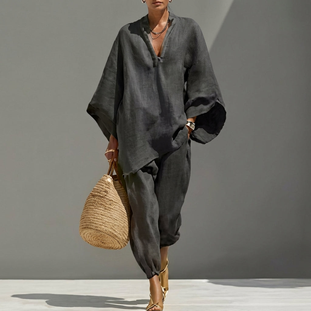 Marina | Conjunto casual de dos piezas para mujer con escote en V