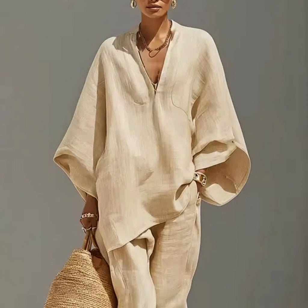 Marina | Conjunto casual de dos piezas para mujer con escote en V
