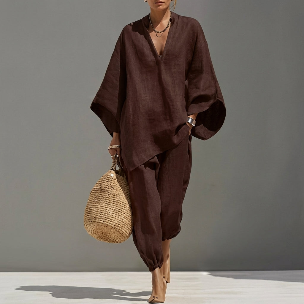 Marina | Conjunto casual de dos piezas para mujer con escote en V