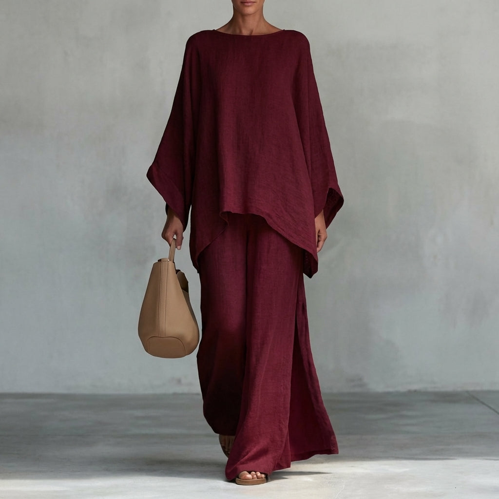 Valentina | Conjunto elegante de dos piezas con manga larga y pantalón palazzo