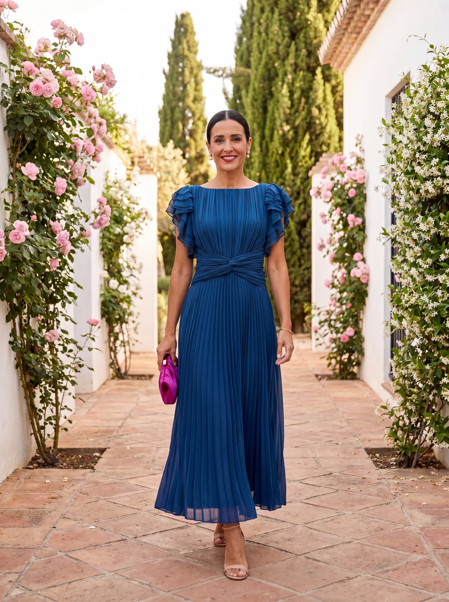 Selena | Vestido midi plisado de invitada