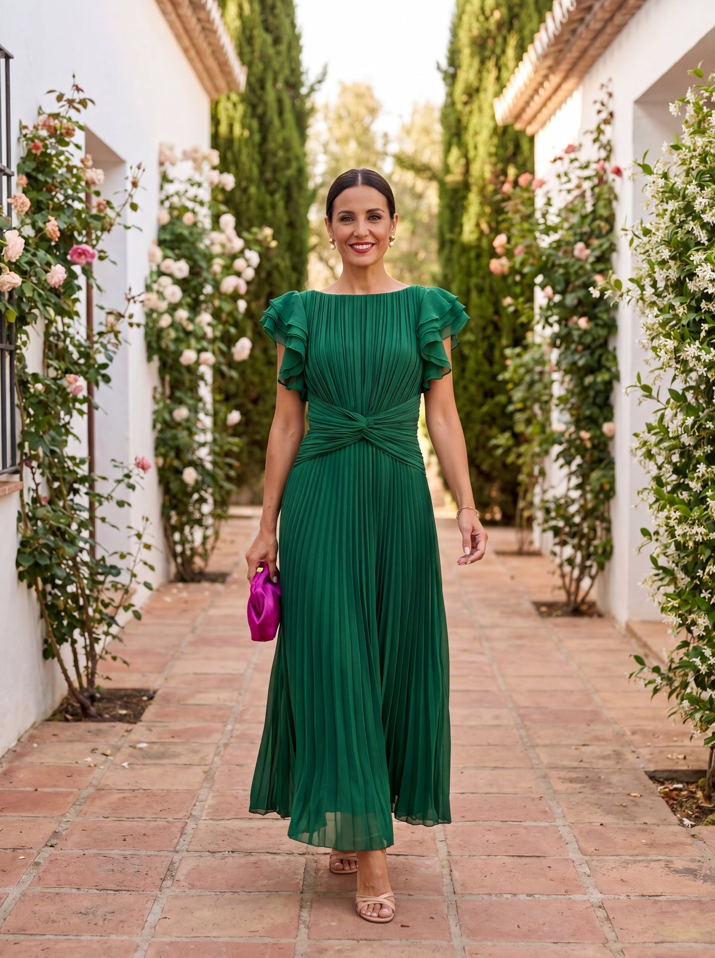 Selena | Vestido midi plisado de invitada