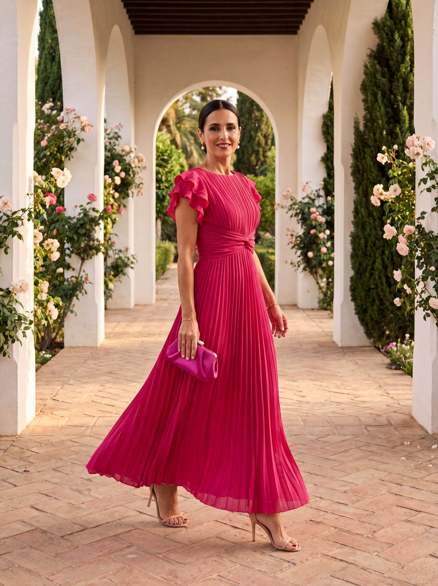 Selena | Vestido midi plisado de invitada
