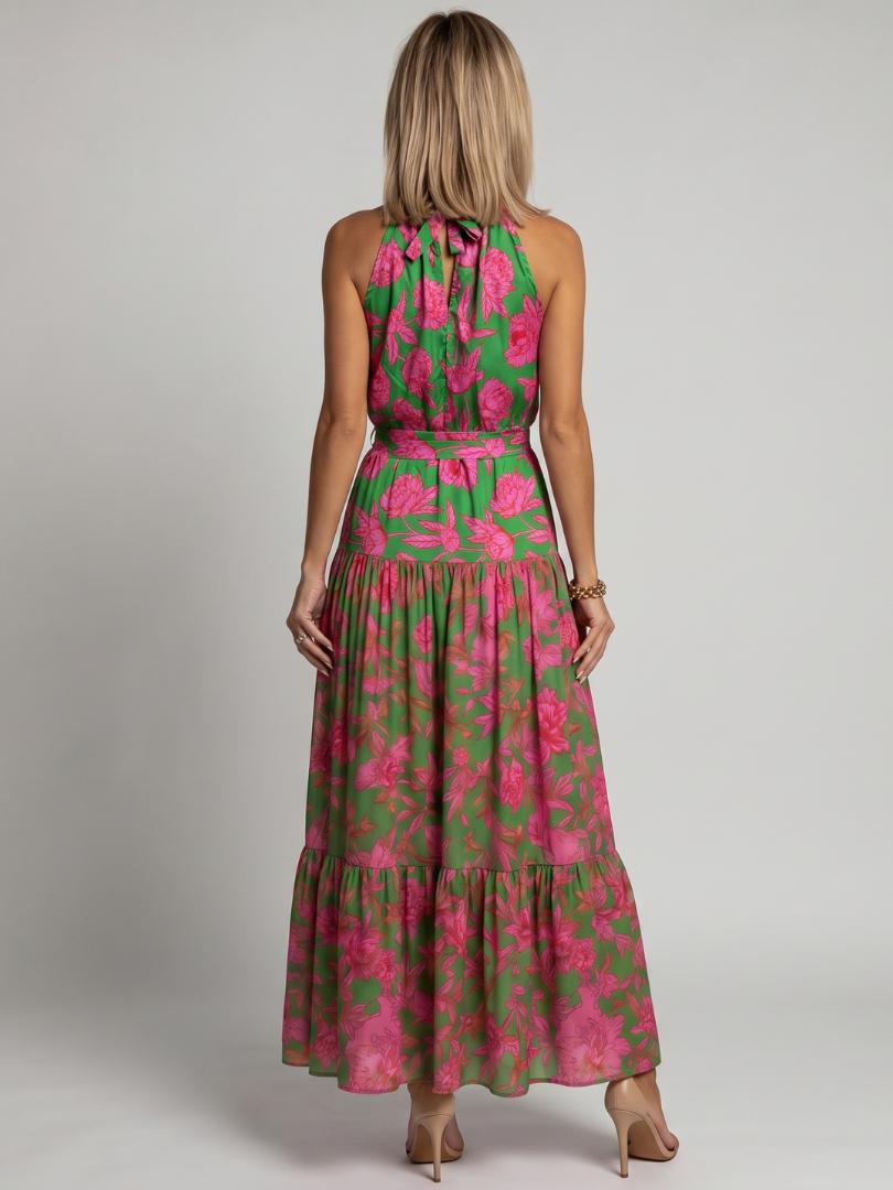 Vittoria | Vestido largo floral con escote halter