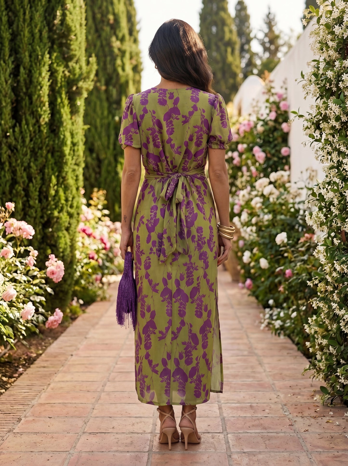 Celia | Vestido largo estampado con escote cruzado