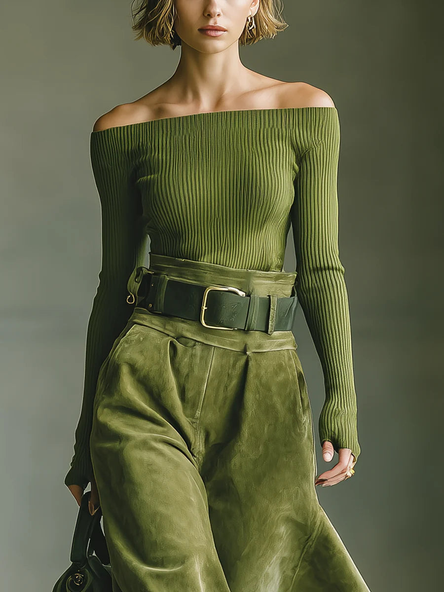 Lola | Conjunto chic de dos piezas con hombros descubiertos