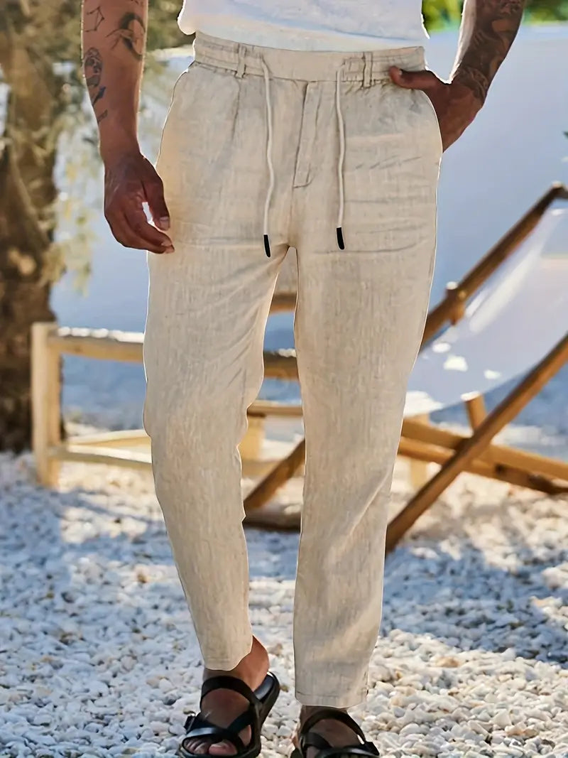 Pantalón Levante | Lino con Pinzas y Cintura Ajustable