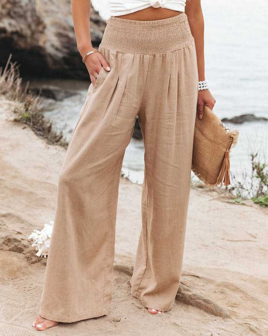 Alma | Pantalón palazzo de cintura fruncida
