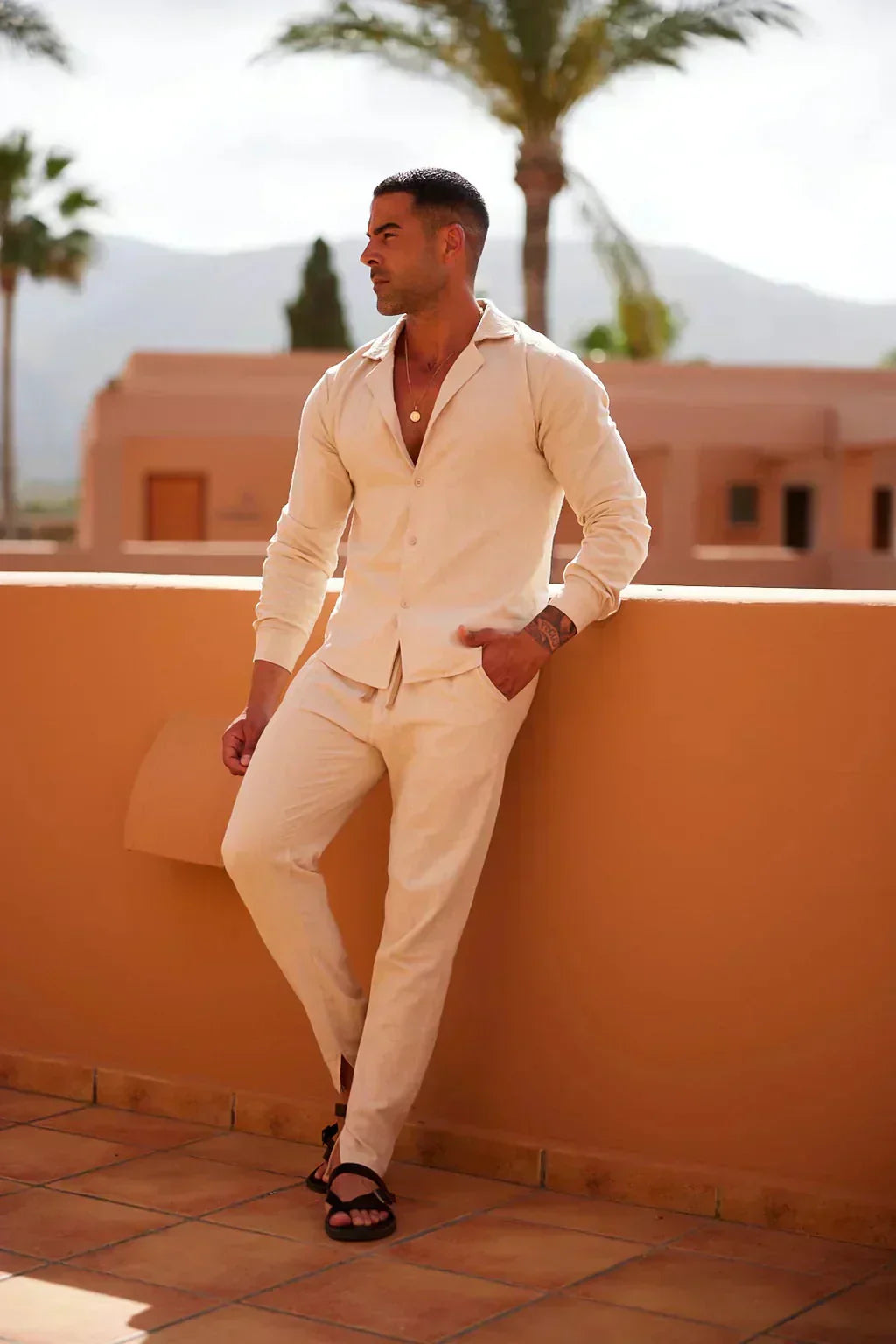 Sorrento | Conjunto premium de lino con cuello cubano