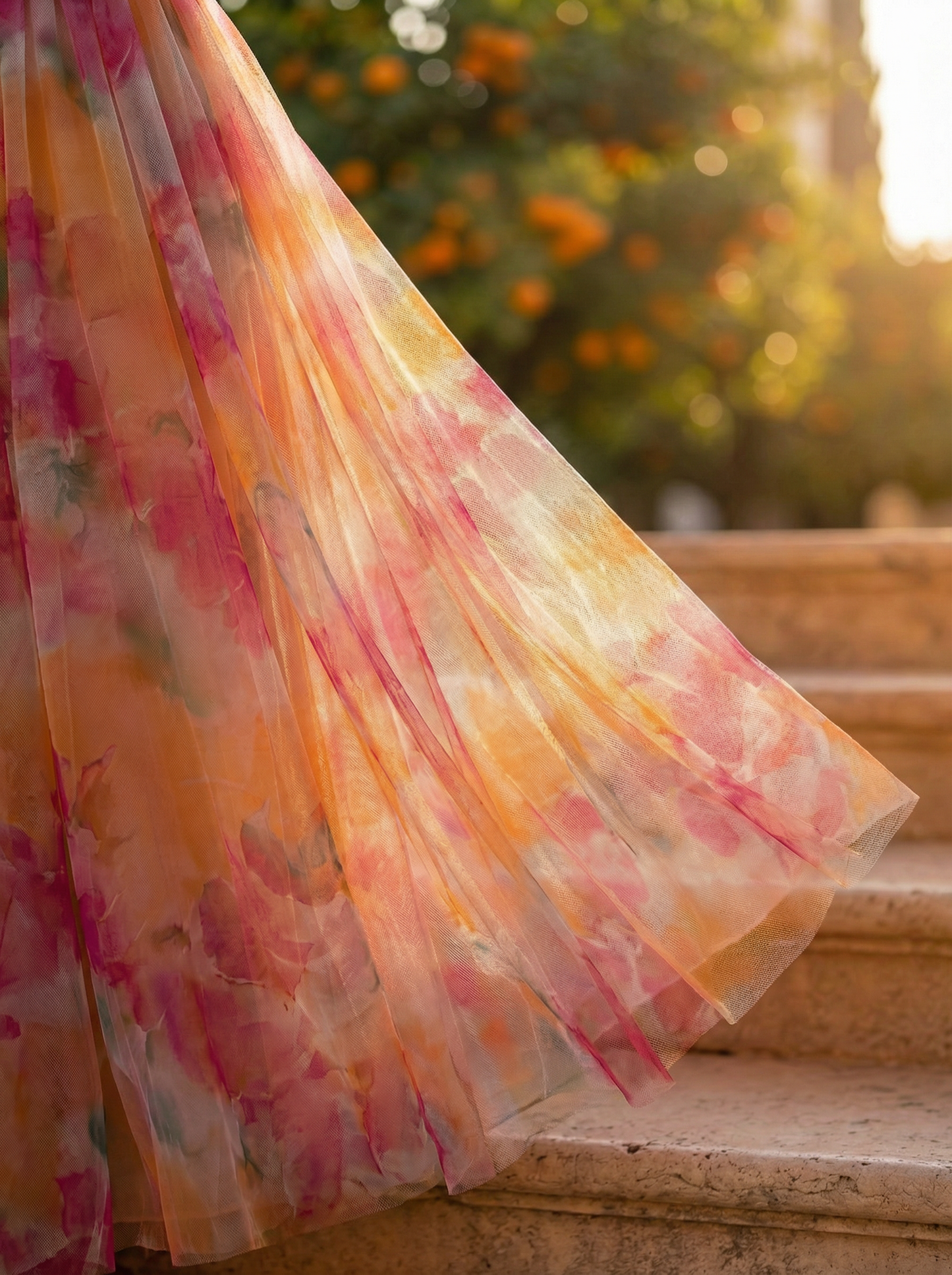 Aurelia | Vestido largo acuarela con escote cruzado