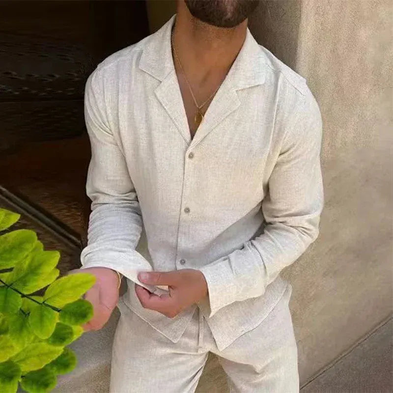 Sorrento | Conjunto premium de lino con cuello cubano