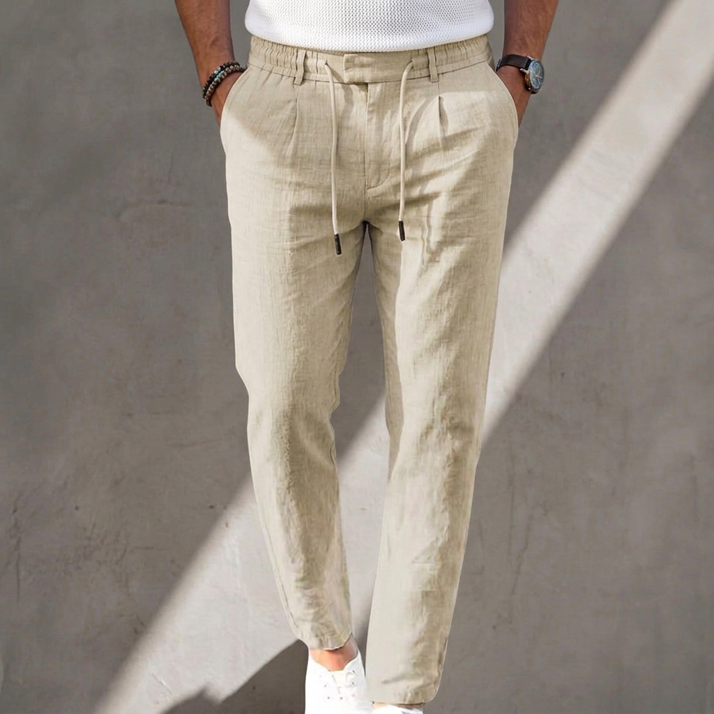 Pantalón Levante | Lino con Pinzas y Cintura Ajustable