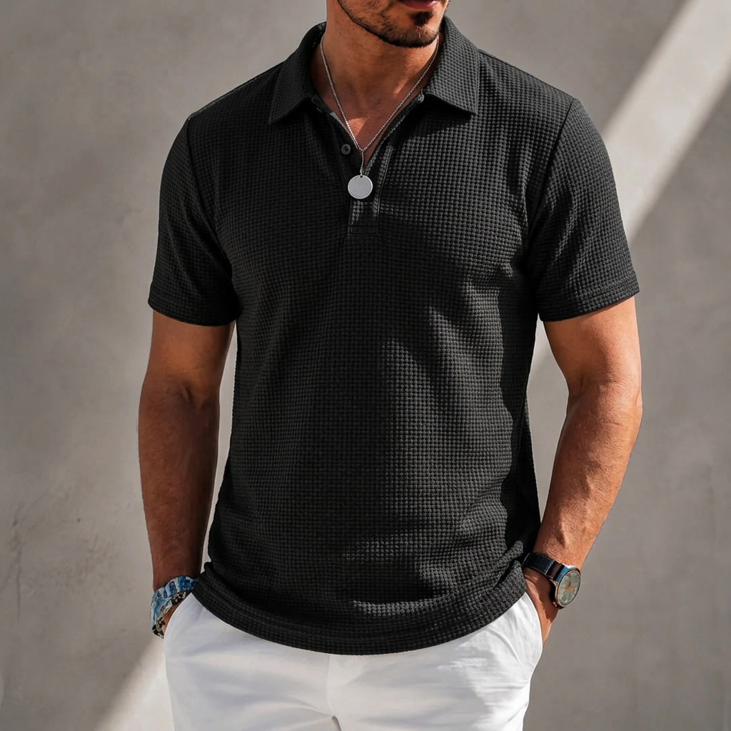 Alessio | Polo texturizado elástico de manga corta